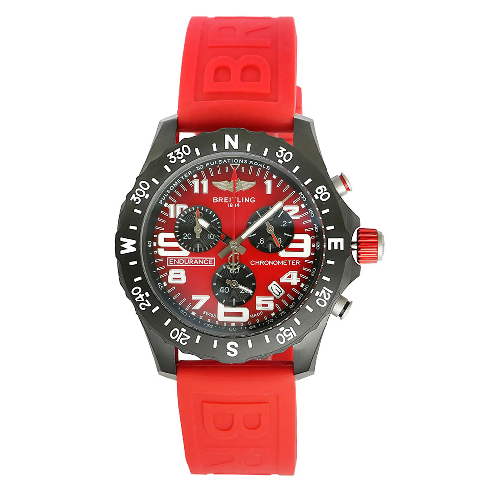 Breitling Endurance Pro Red Replica 44mm Steel Chronograph Black-Red Dial Rubber Strap