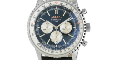 Breitling Navitimer B01 Chronograph Replica 46mm B01 Steel Chronograph Black-White Dial Croco Leather Strap AB0127211B1X1