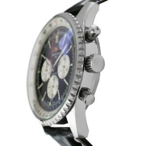 Breitling Navitimer B01 Chronograph Replica 46mm B01 Steel Chronograph Black-White Dial Croco Leather Strap AB0127211B1X1