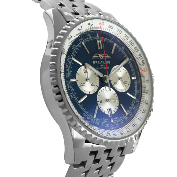 Breitling Navitimer B01 Chronograph Replica 46mm B01 Steel Chronograph Blue-White Dial AB0137211C1A1