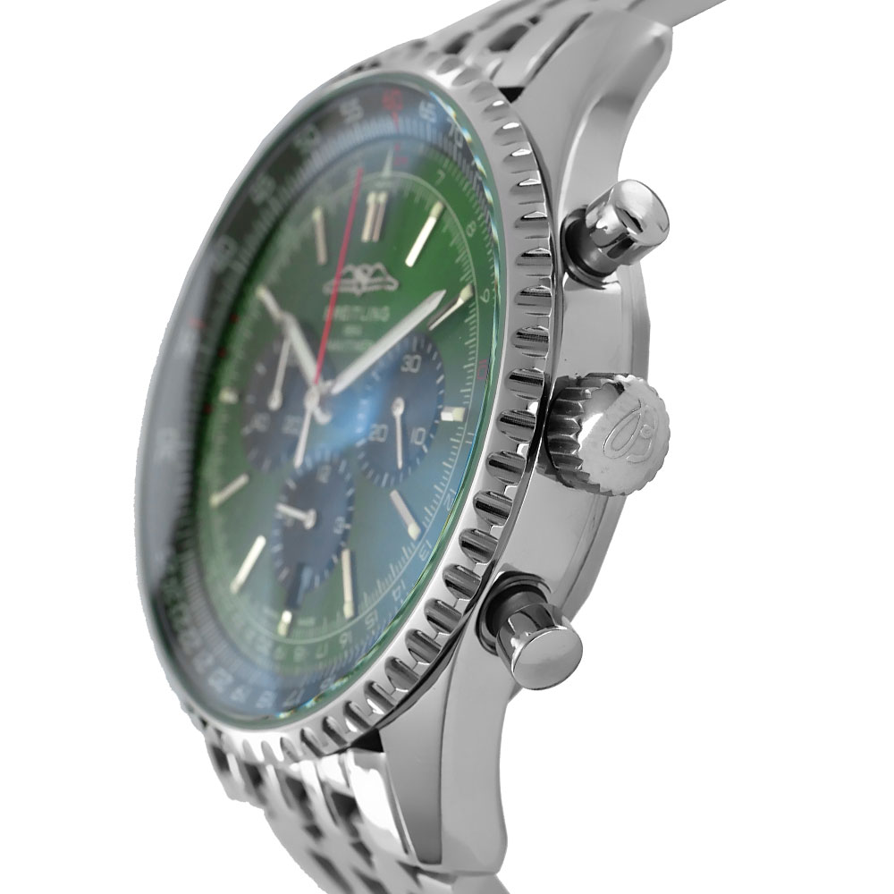 Breitling Navitimer B01 Chronograph Replica 46mm B01 Steel Chronograph Green-Black Dial AB0137241L1A1