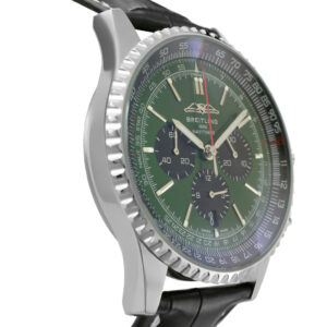 Breitling Navitimer B01 Chronograph Replica 46mm B01 Steel Chronograph Green-Black Dial Croco Leather Strap A17326361L1P1