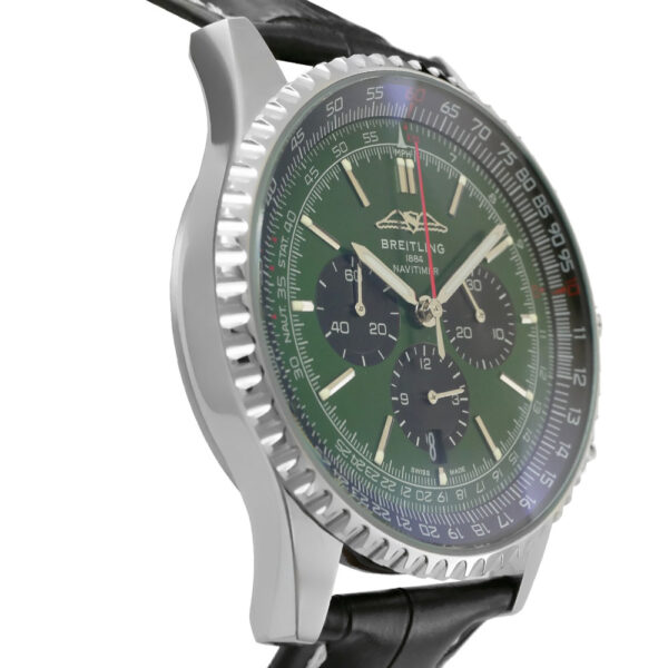 Breitling Navitimer B01 Chronograph Replica 46mm B01 Steel Chronograph Green-Black Dial Croco Leather Strap A17326361L1P1