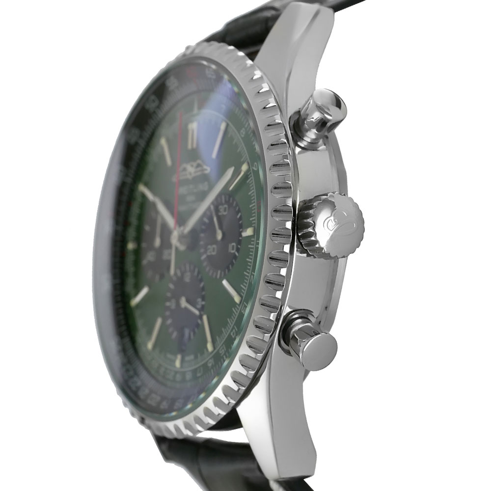 Breitling Navitimer B01 Chronograph Replica 46mm B01 Steel Chronograph Green-Black Dial Croco Leather Strap A17326361L1P1