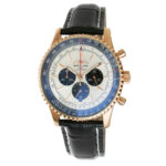 Breitling Navitimer B01 Chronograph Replica 46mm B01 Gold Chronograph Silver-Black Dial Croco Leather Strap RB0137241G1P1