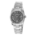 Rolex Datejust 31 Stainless Steel Replica 31mm Steel Jubilee White Gold Bezel Dark Grey Roman Numeral Diamonds Dial