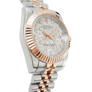 Rolex Datejust 31 Two-Tone Replica 31mm Steel Rose Gold Two-Tone Jubilee Silver Floral Diamond Dial