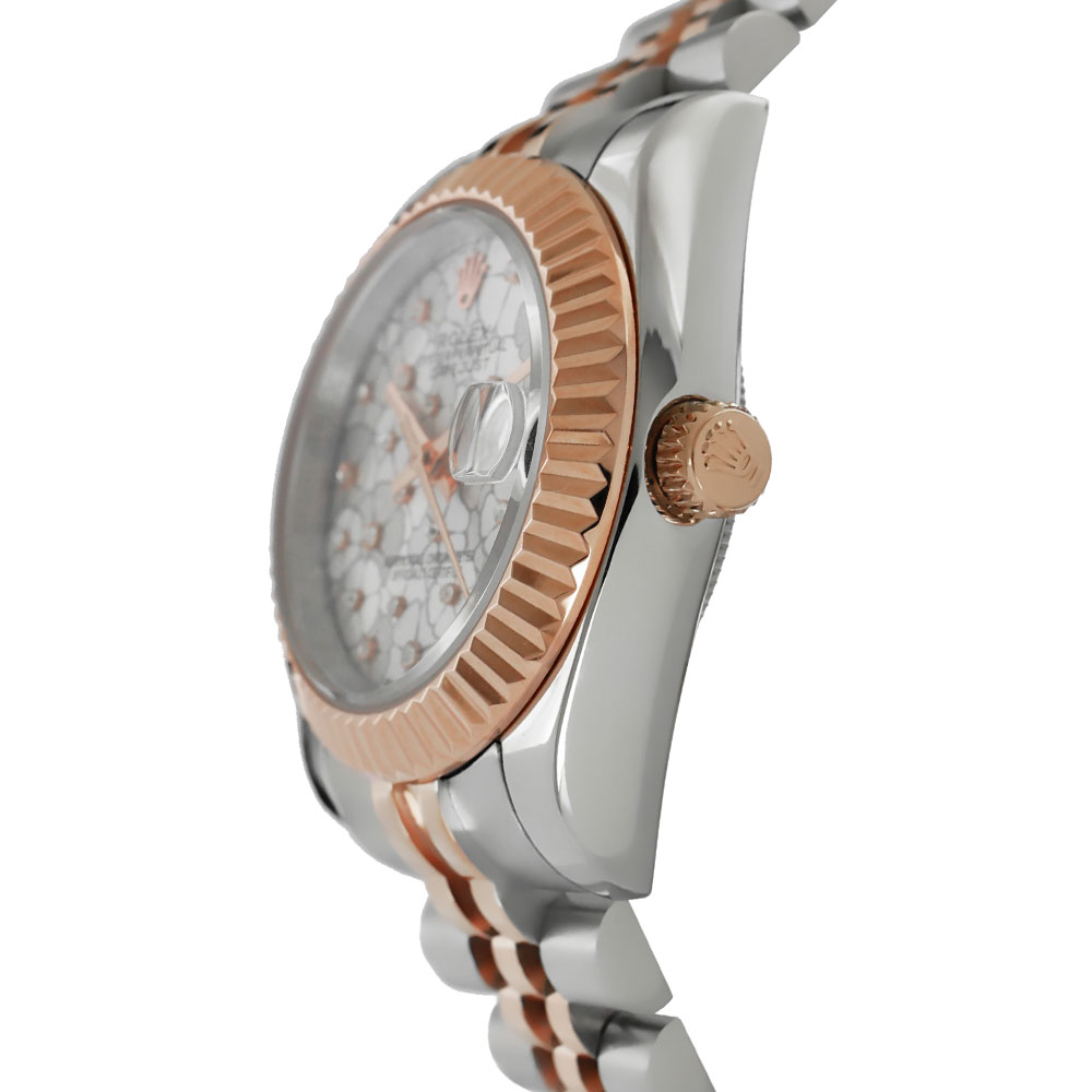 Rolex Datejust 31 Two-Tone Replica 31mm Steel Rose Gold Two-Tone Jubilee Silver Floral Diamond Dial