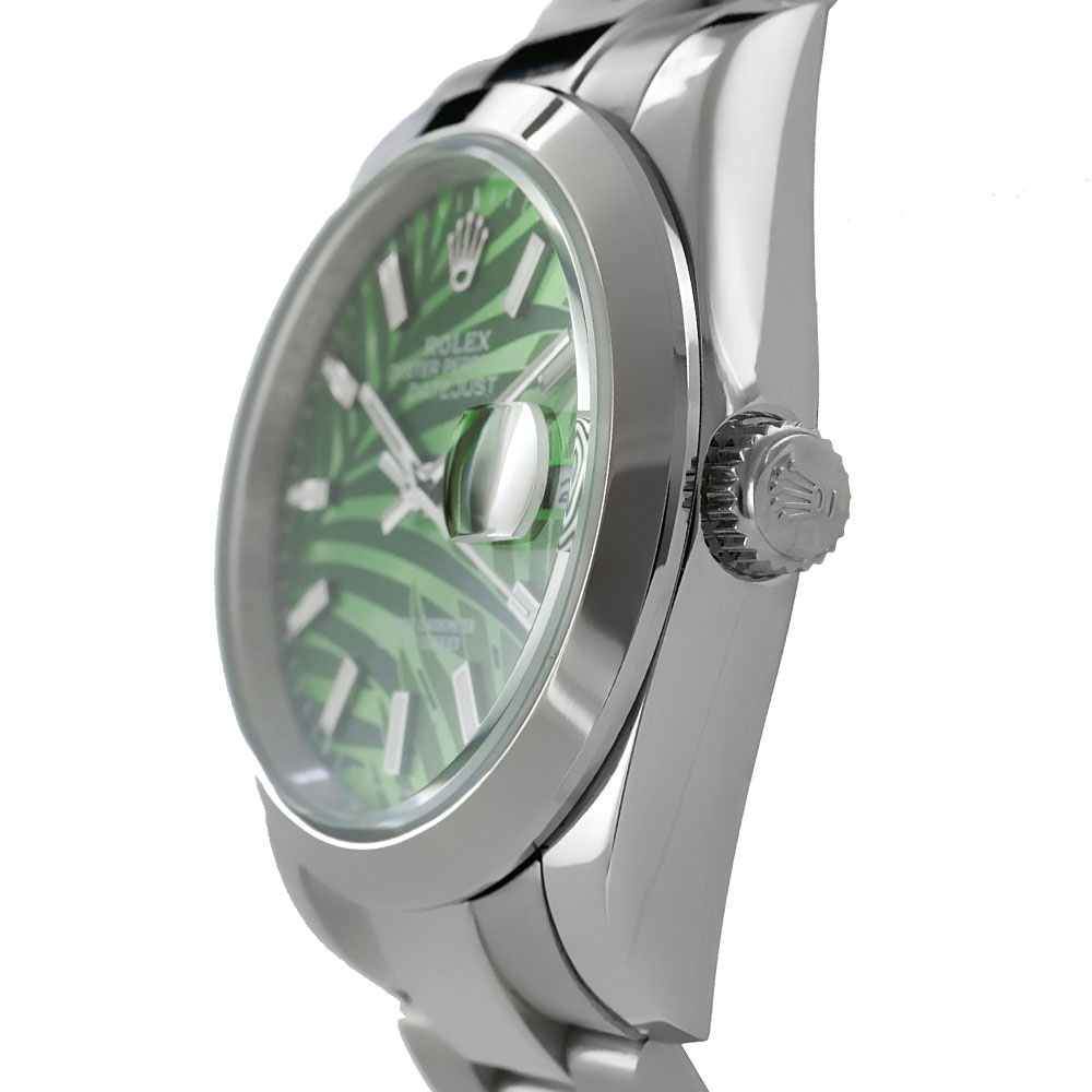 Rolex Datejust 36 Stainless Steel Replica 36mm Steel Oyster Perpetual Palm Green Motif Dial