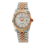 Rolex Datejust 36 Two-Tone Replica 36mm Steel Two-Tone Rose Gold Bezel Silver Palm Motif Dial