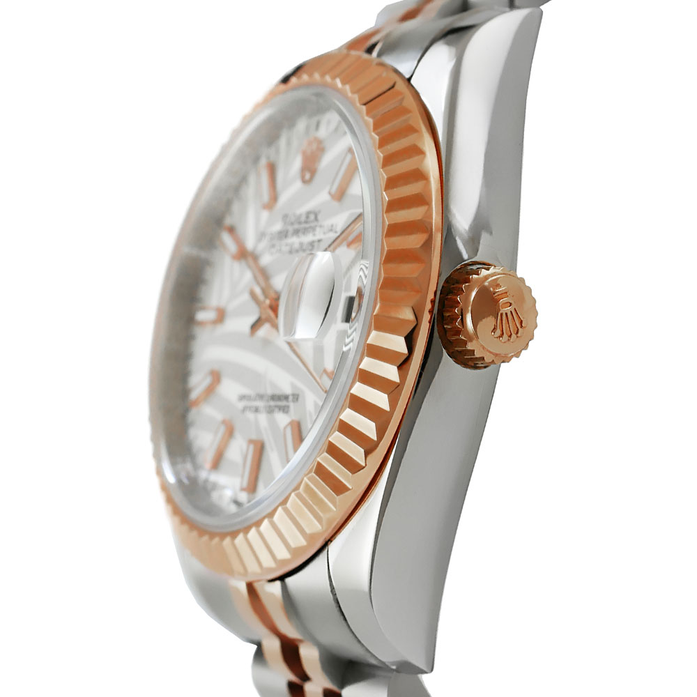 Rolex Datejust 36 Two-Tone Replica 36mm Steel Two-Tone Rose Gold Bezel Silver Palm Motif Dial