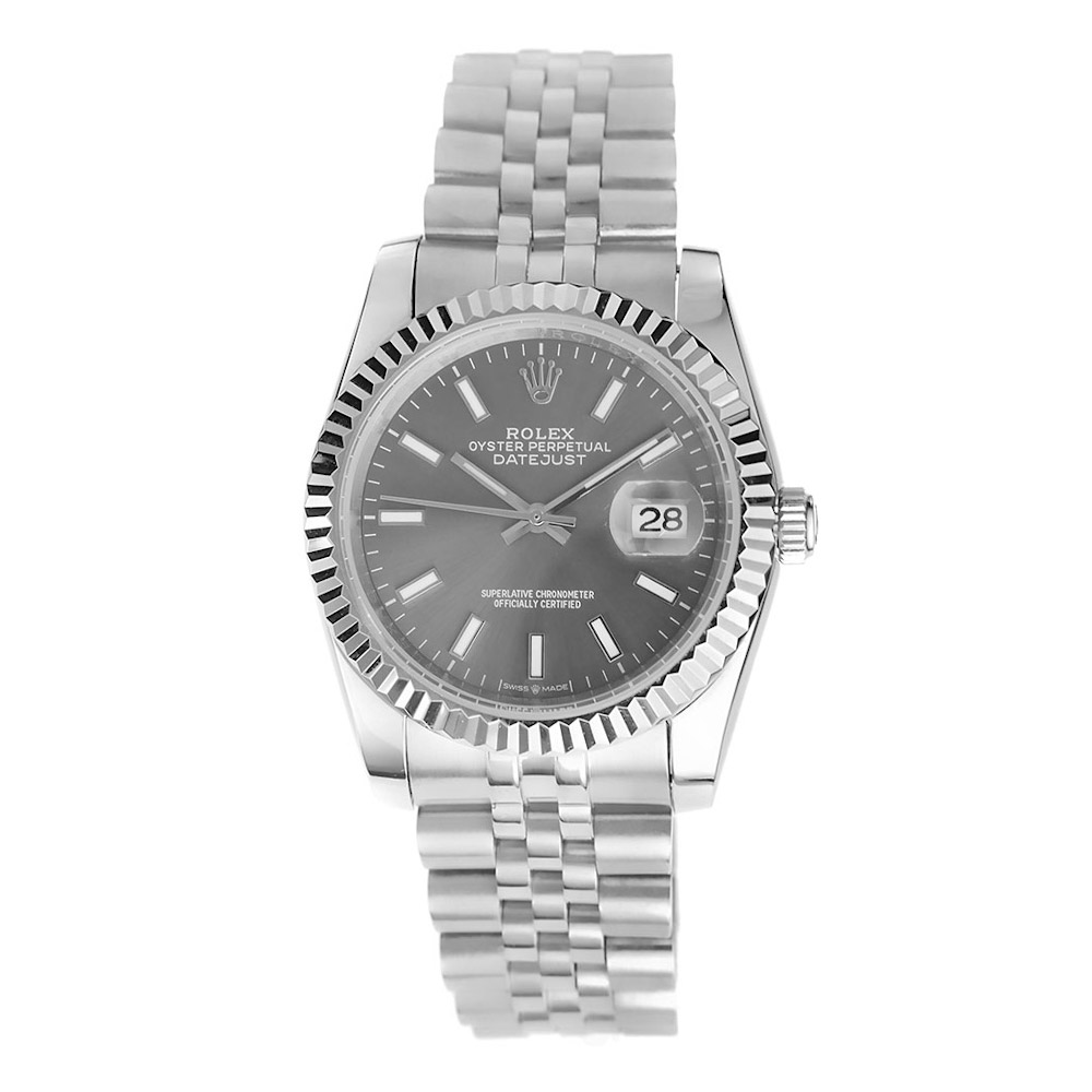 Rolex Datejust 36 White Gold Replica 36mm Steel White Gold Bezel Grey Dial