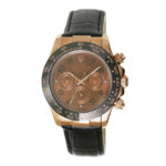 Rolex Daytona Rose Gold Choco Replica 40mm Rose Gold Ceramic Bezel Croco Leather Strap Choco Dial