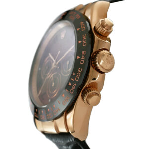 Rolex Daytona Rose Gold Choco Replica 40mm Rose Gold Ceramic Bezel Croco Leather Strap Choco Dial