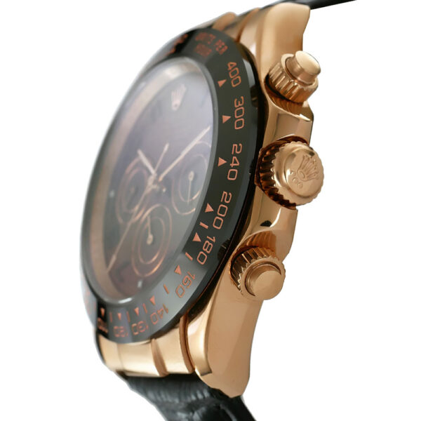 Rolex Daytona Rose Gold Choco Replica 40mm Rose Gold Ceramic Bezel Croco Leather Strap Choco Dial