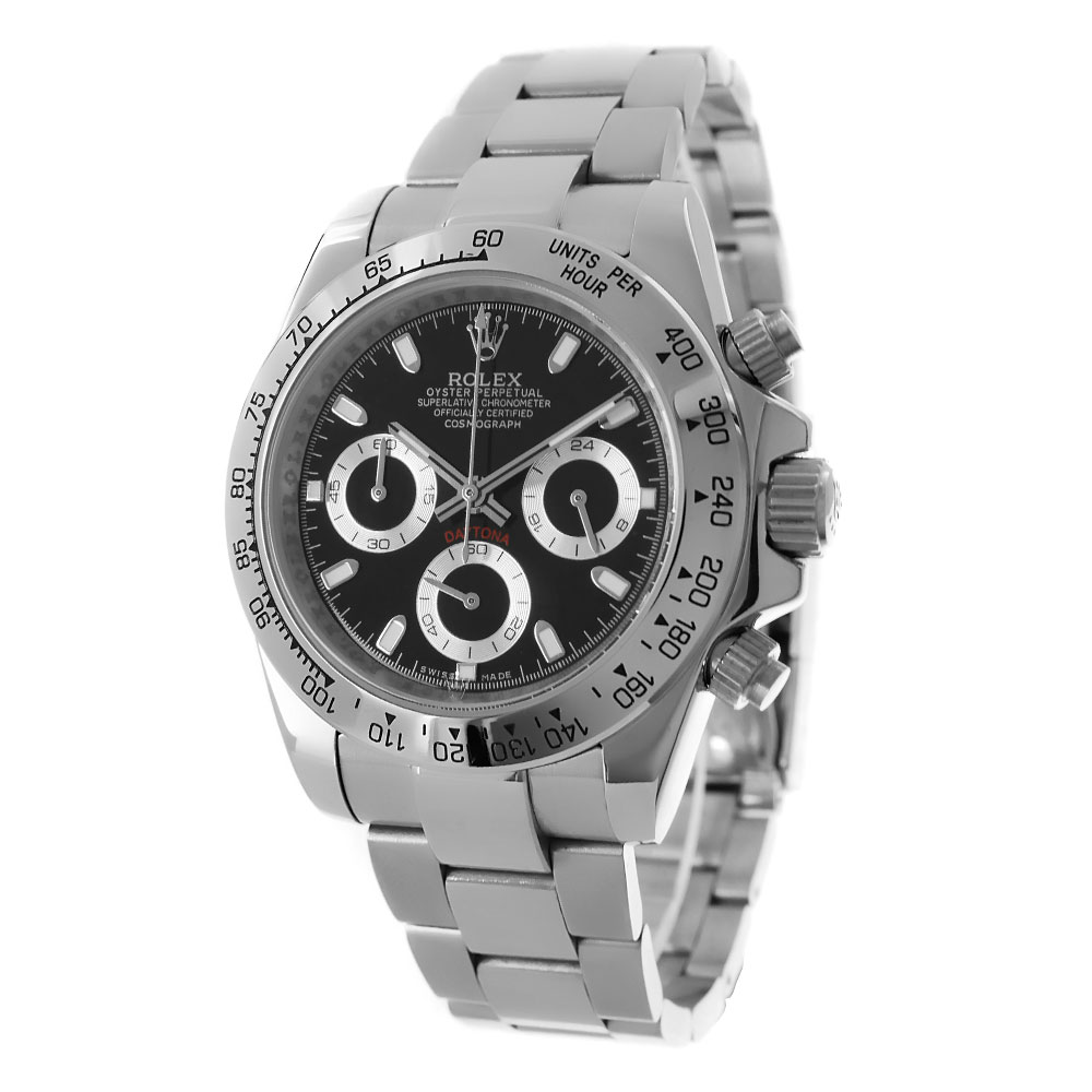 Rolex Daytona Stainless Steel Replica 40mm Steel Black Dial