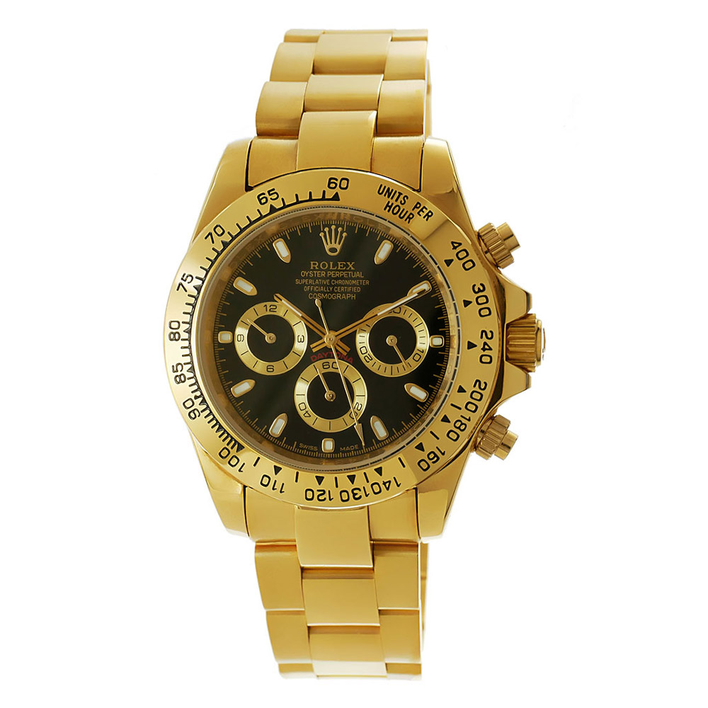 Rolex Daytona Yellow Gold Replica 40mm Yellow Gold Black Dial