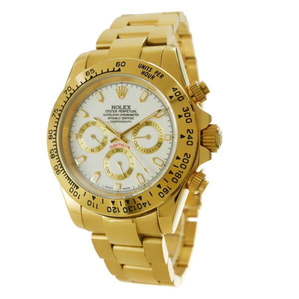 Rolex Daytona Yellow Gold Replica White-2 Rolex Daytona Yellow Gold Replica 40mm Yellow Gold White Dial