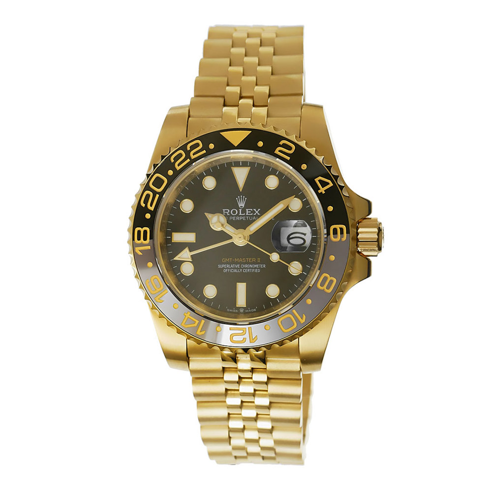 Rolex GMT-Master II Yellow Gold Replica 40mm Yellow Gold Ceramic Bezel Black Dial