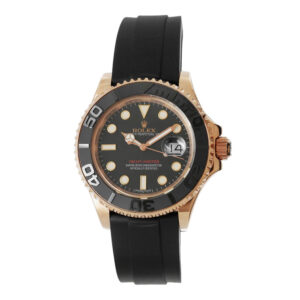 Rolex Yacht-Master 42 Rose Gold Replica 42mm Rose Gold Ceramic Bezel Rubber Strap Black Dial