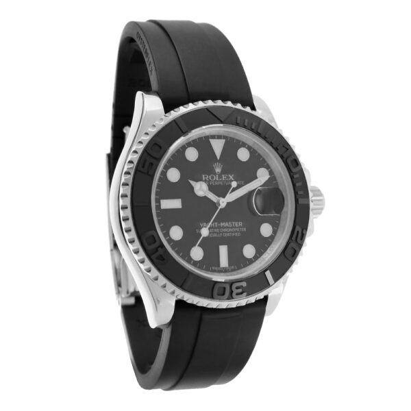 Rolex Yacht-Master 42 White Gold Replica 42mm White Gold Ceramic Bezel Rubber Strap Black Dial