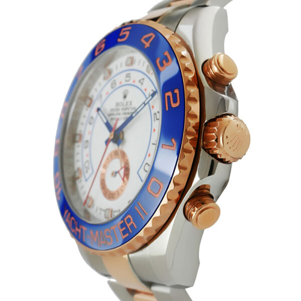 Rolex Yacht-Master II 44 Replica 44mm Two-Tone Rose Gold Blue Ceramic Bezel White Dial