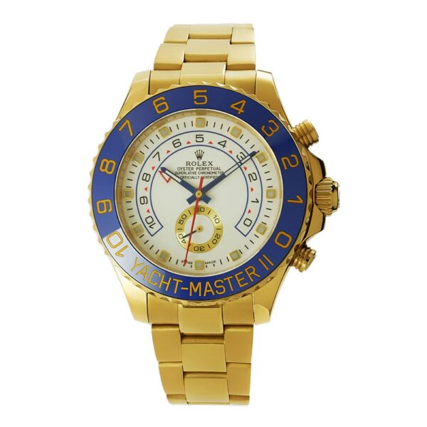 Rolex Yacht-Master II 44 Replica Yellow Gold Blue 44mm Yellow Gold Blue Ceramic Bezel White Dial